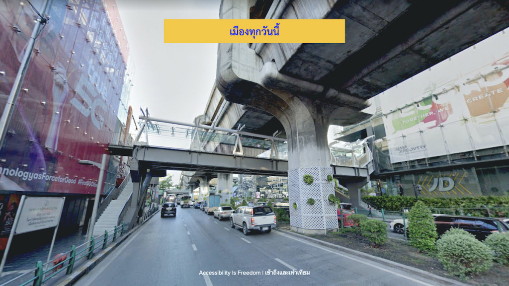 ภาพ ภูมิทัศน์เมือง ถนน สะพานลอยและเกาะกลาง