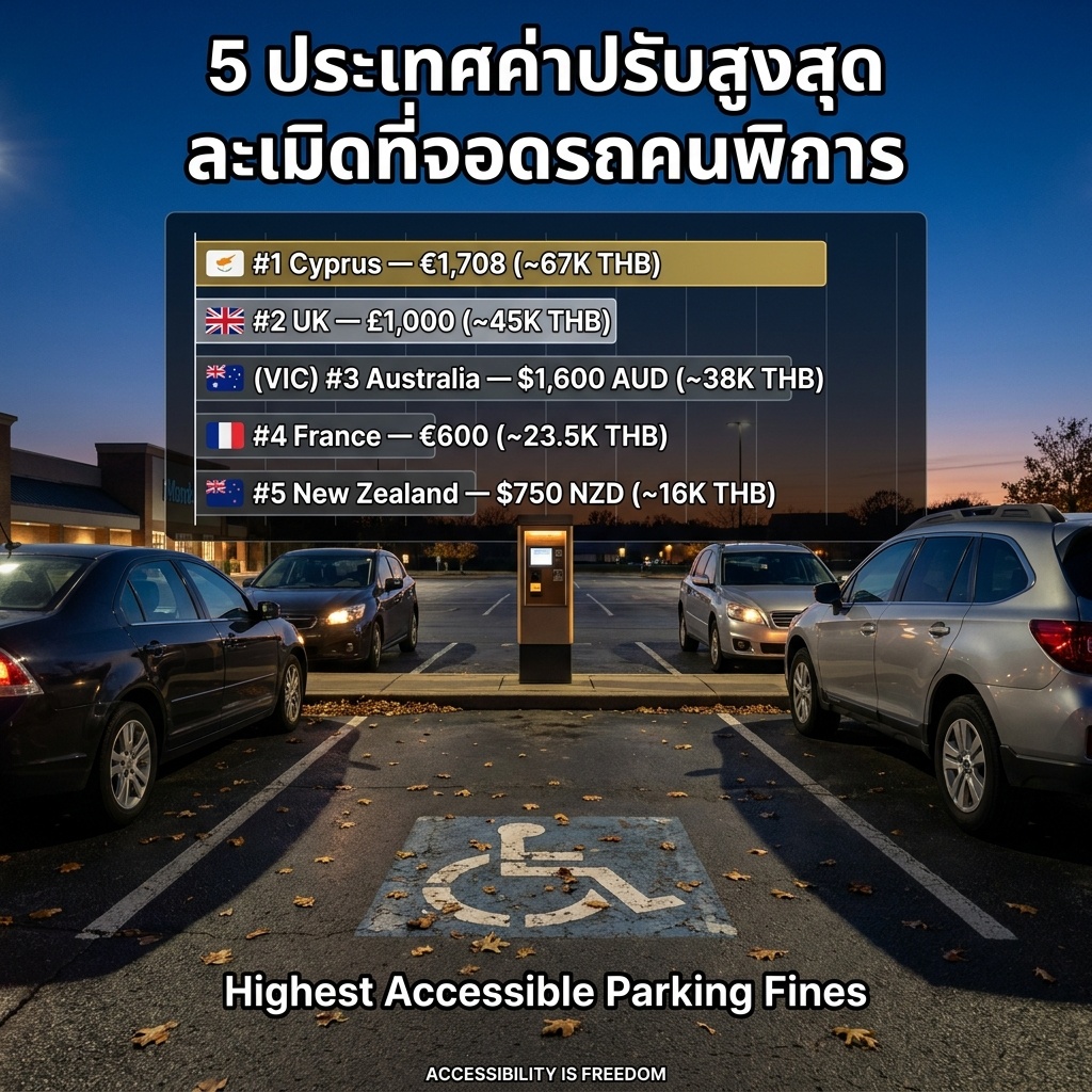 5 ประเทศ มาตรการปรับคนละเมิดสิทธิที่จอดรถคนพิการสูงสุด