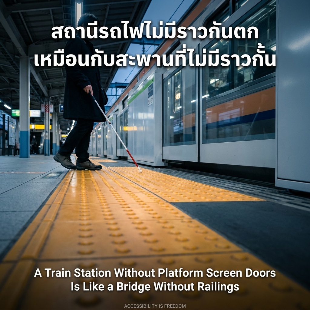 สถานีรถไฟที่ไม่มีราวกันตก เหมือนกับสะพานที่ไม่มีราวกั้น