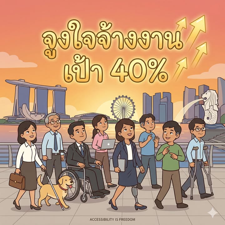 “สิงคโปร์ตั้งเป้าจ้างงานคนพิการ 40% ภายในอีก 4 ปี – ใช้เงินสนับสนุนแทนบังคับโควตา”