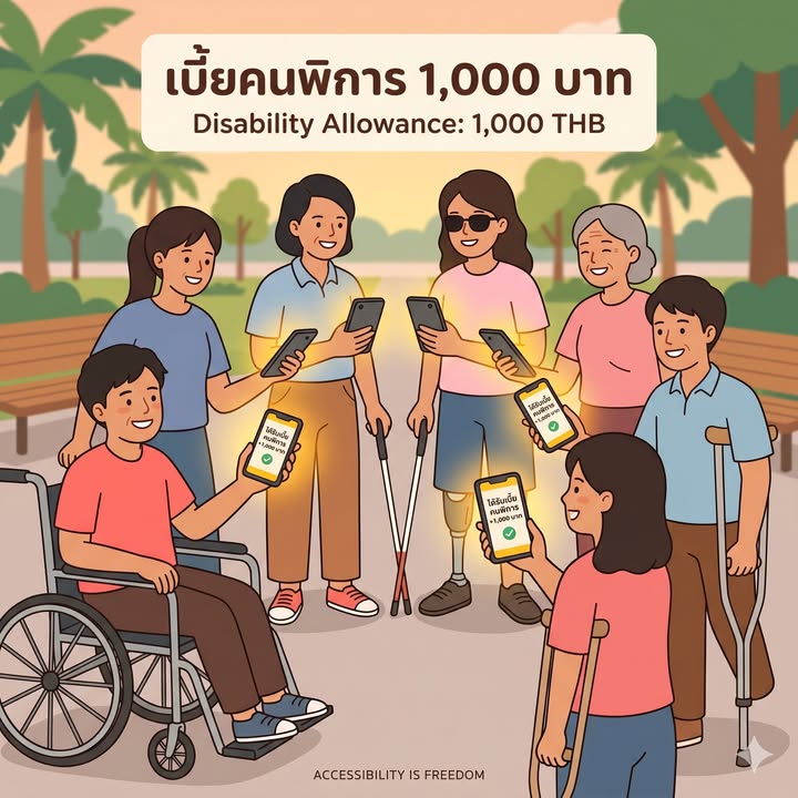 คนพิการ วันนี้รับเงินเพิ่ม 1,000 บาทจ้า!!!”