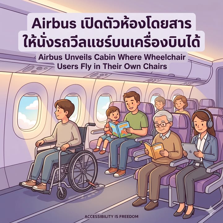 Airbus เปิดตัวห้องโดยสารให้นั่งรถวีลแชร์บนเครื่องบินได้